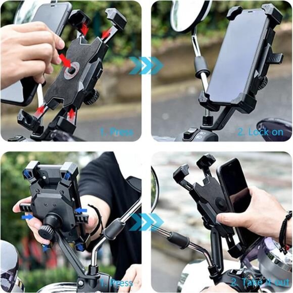 Motorcycle Phone Mount, 360° Rotation Motorbike Phone Holder Moped Scooter - Picture 5 of 8